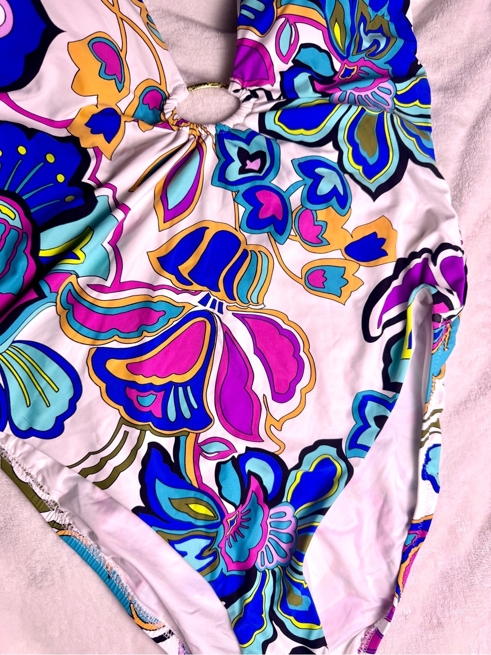 NWT Trina Turk Mandalay Floral Plunge One-Piece Swimsuit Luxury Statement Piece - Picture 3 of 12